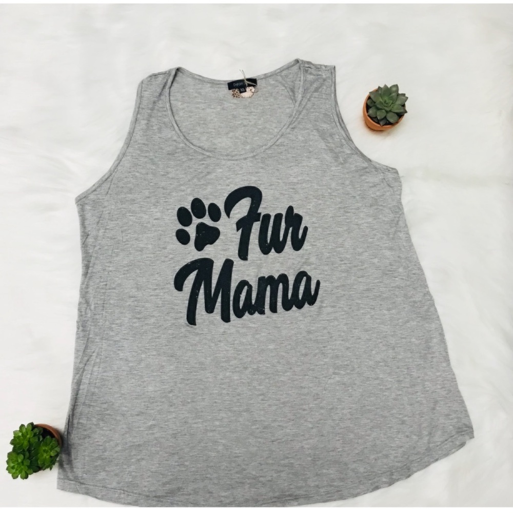 Gray 'Fur Mama' Tank Top